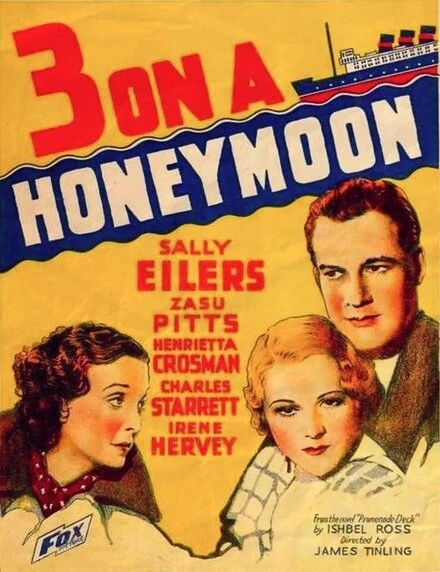 Постер Three on a Honeymoon 1934